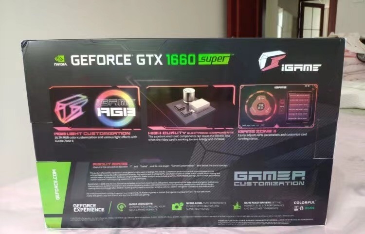 Kartu Grafis Rig Penambangan ETH 6G 1785MHZ Warna-warni IGaMe GeForce GTX 1660 Super Ultra